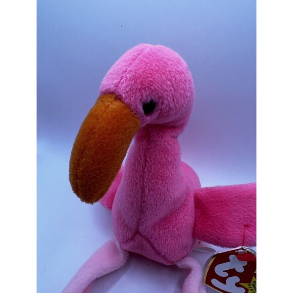 TY Beanie Baby Babies Stuffed Animal Plush Flamingo Pinky 1995 - Picture 8 of 11
